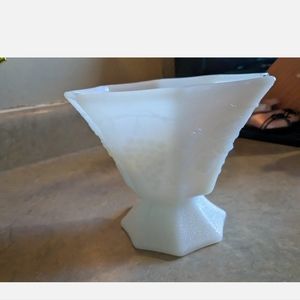 Vintage Footed Milk Glass Candy Dish Paneled Grape Vine - Anchor Hocking. Beauti